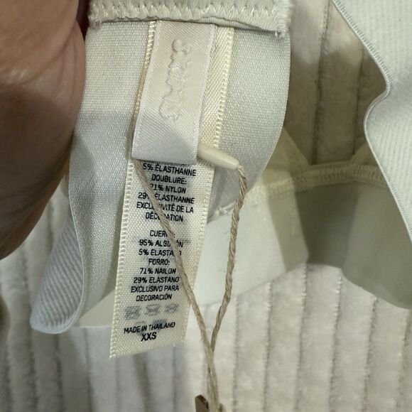 Skims Rib Cotton Plunge Bralette Logo Wireless Bra Size XXS Color Bone NWT - Picture 4 of 9